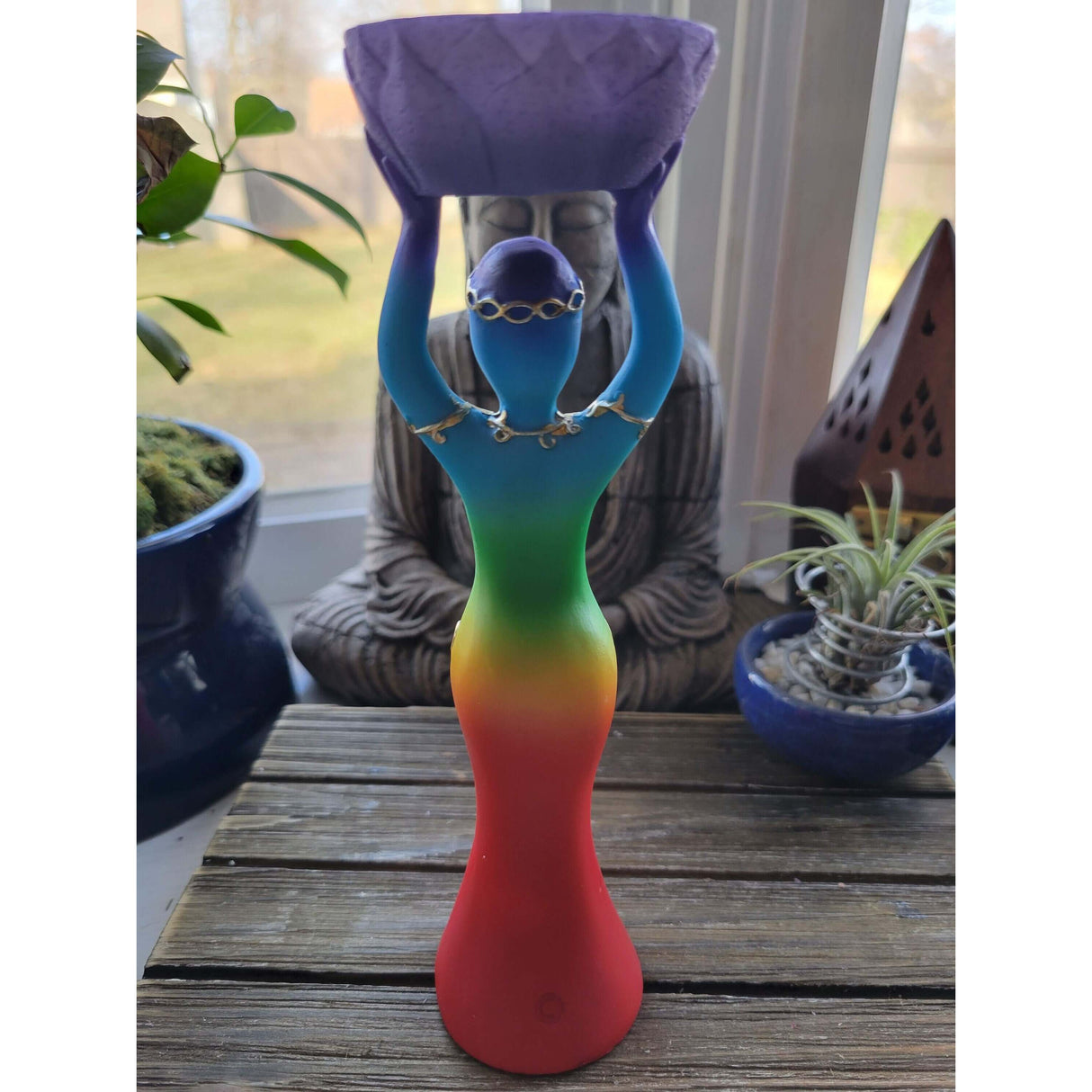Goddess Seven Chakras Color Candle Holder /Polyresin T-Light Holder Nurturing Goddess/Altar Decoration -Candle Holders