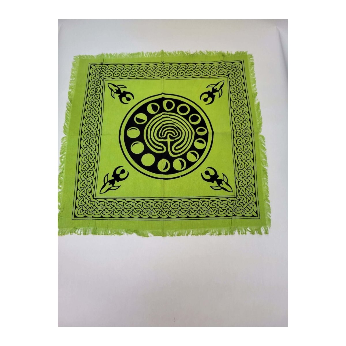 Altar Cloth Green Phases of Moon 18" x 18", Green Witch Altar -Tablecloths