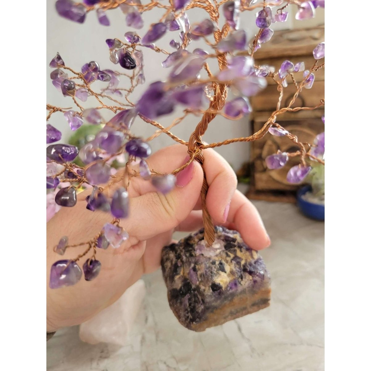 Amethyst / Rose Quartz, Green Aventurine Tree Of Life (7 inch) -Decor
