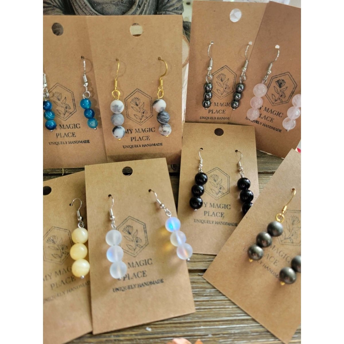 Beads Crystal Earrings ,Stacked Stone Drop Earrings |Gemstones Beads -Earrings