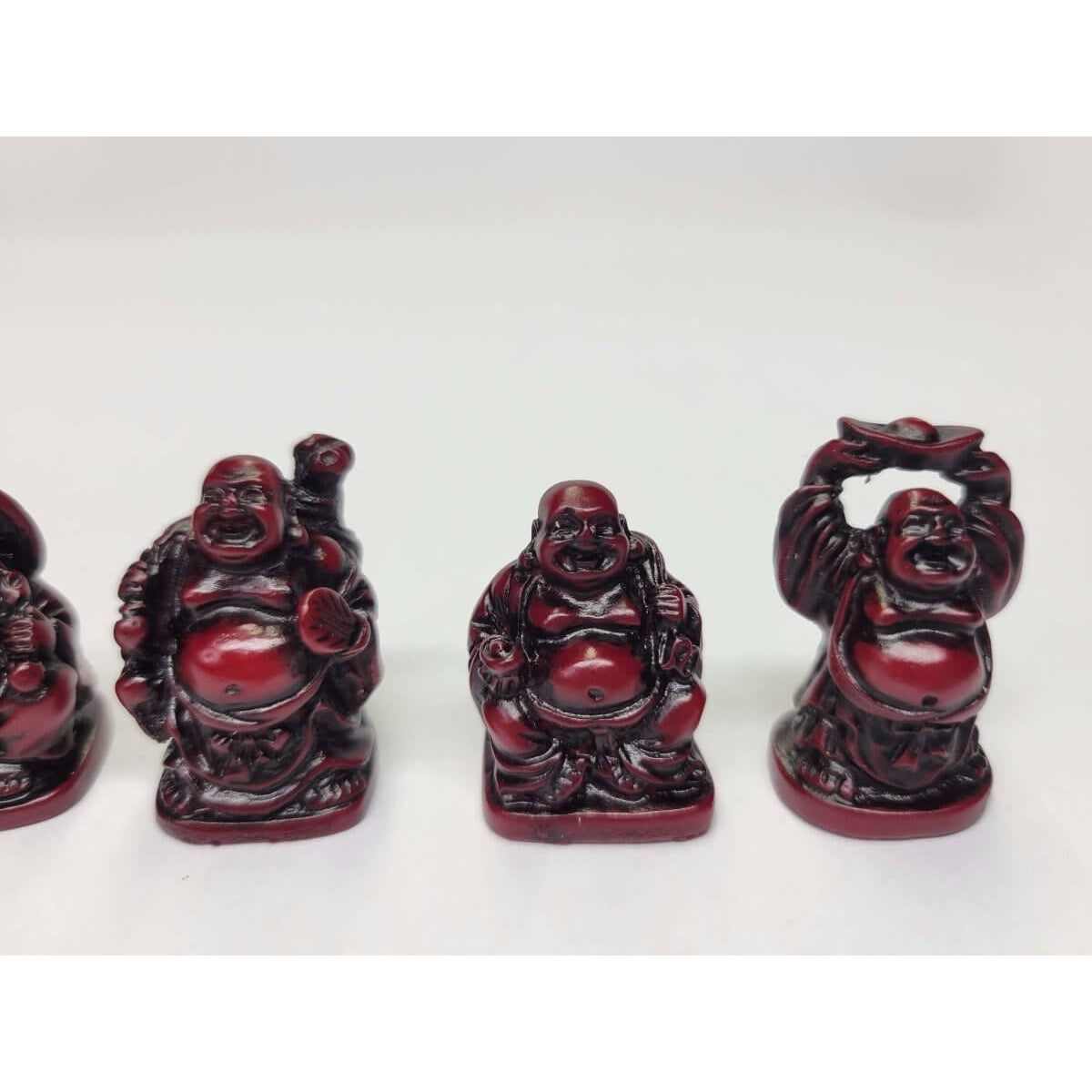 Beautiful Pack of 6 Red ,Golden, Green Laughing Buddha Figurines Lucky Happy Buddha Statue Home Décor altar Set -Buddha Figurine Statue