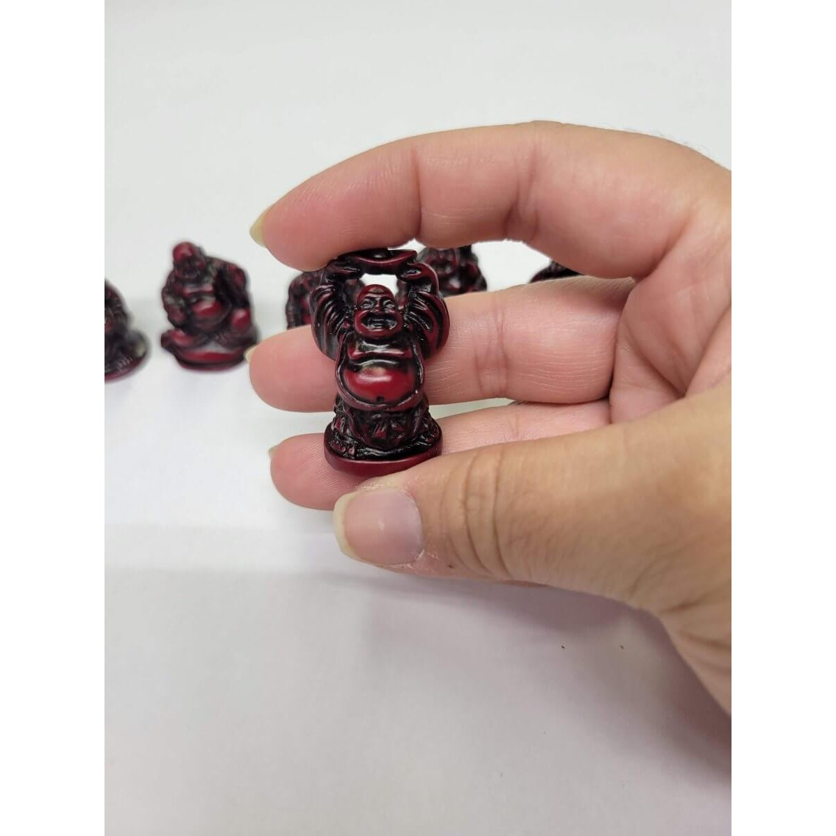 Beautiful Pack of 6 Red ,Golden, Green Laughing Buddha Figurines Lucky Happy Buddha Statue Home Décor altar Set -Buddha Figurine Statue