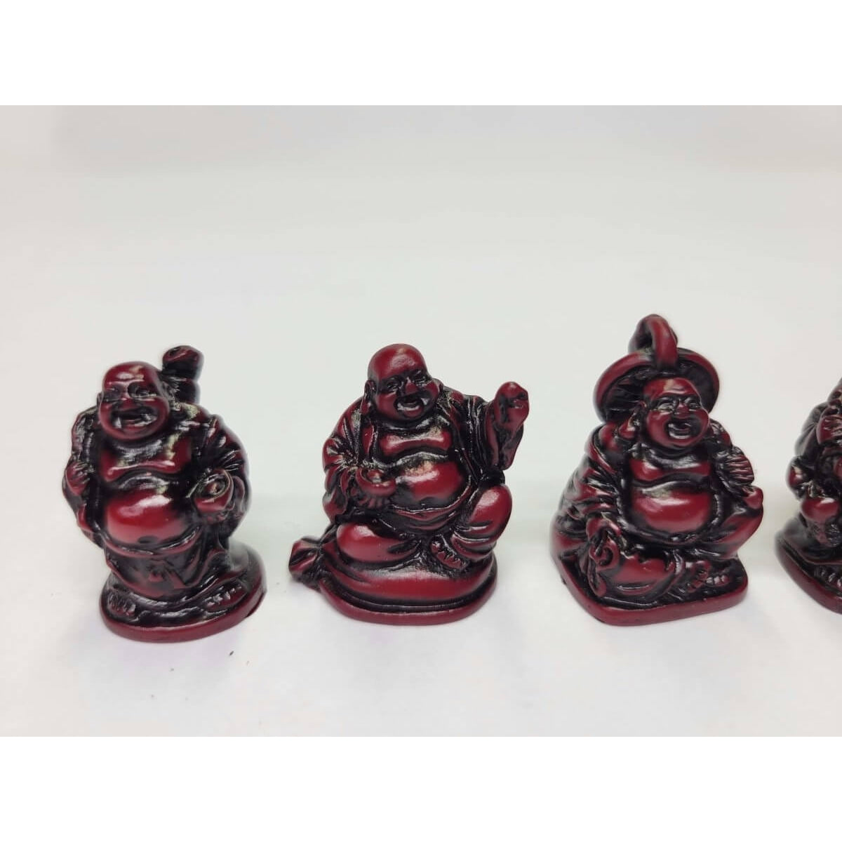 Beautiful Pack of 6 Red ,Golden, Green Laughing Buddha Figurines Lucky Happy Buddha Statue Home Décor altar Set -Buddha Figurine Statue