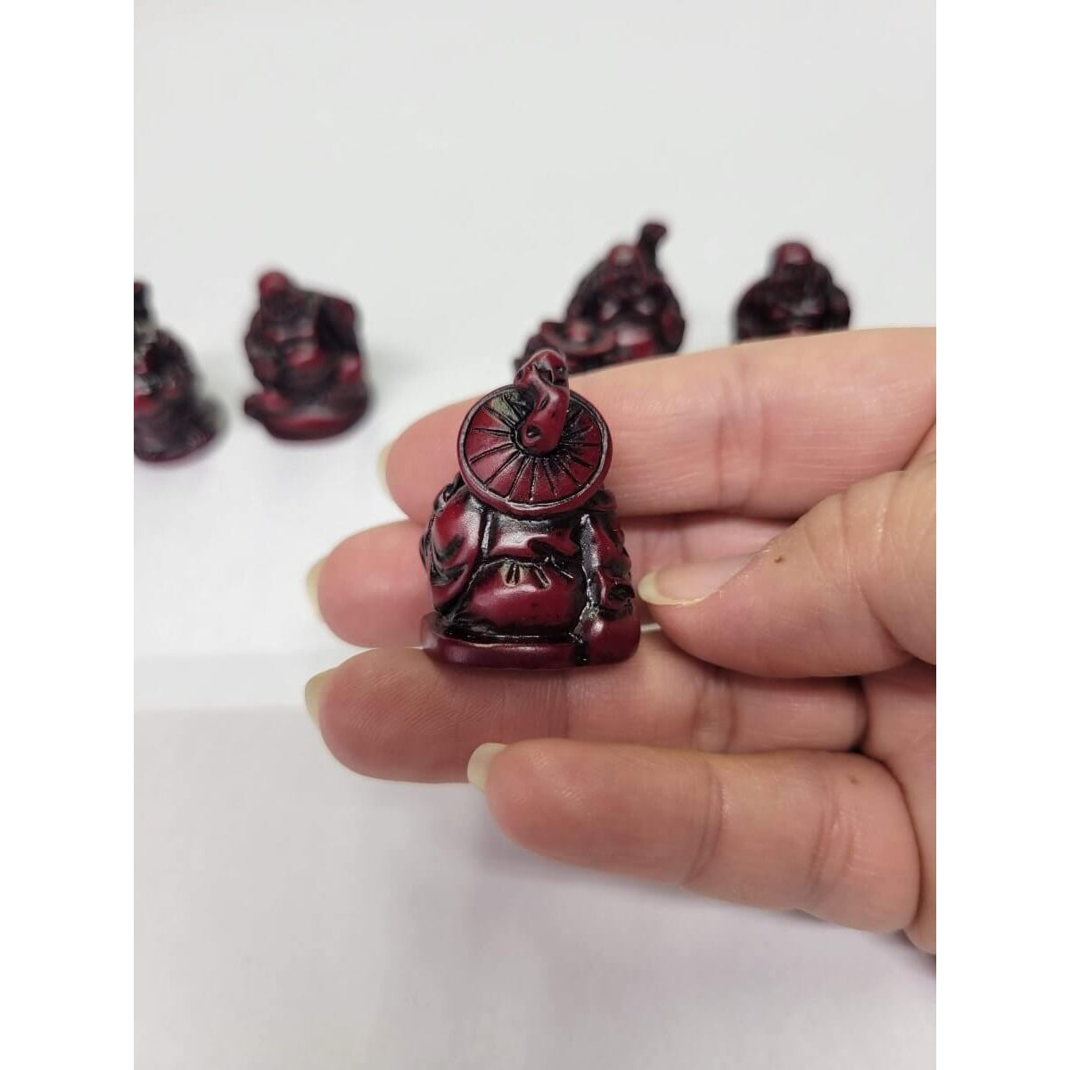 Beautiful Pack of 6 Red ,Golden, Green Laughing Buddha Figurines Lucky Happy Buddha Statue Home Décor altar Set -Buddha Figurine Statue