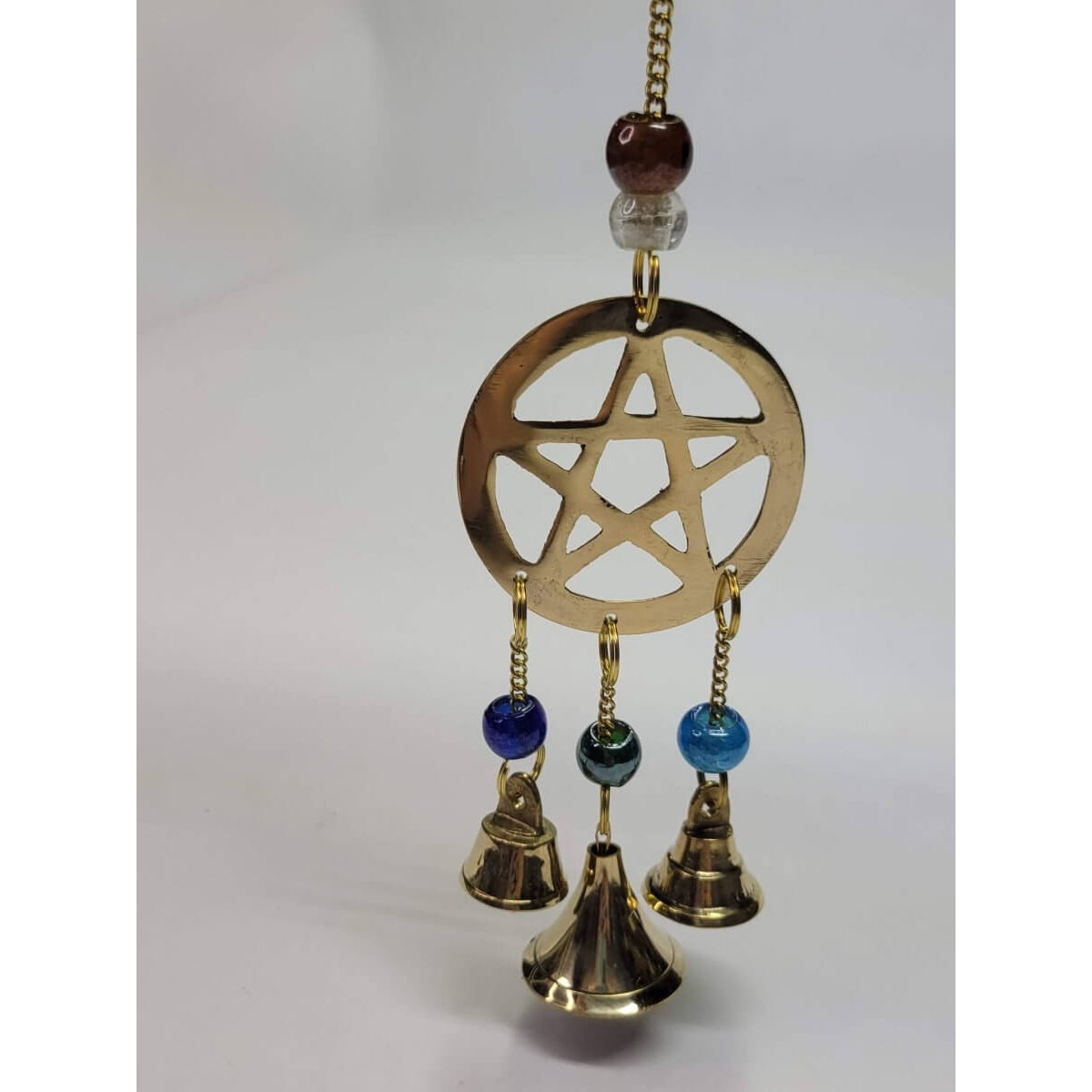 Brass Wind Chime with bells Pentacle / Witch Bells -Wind Chimes