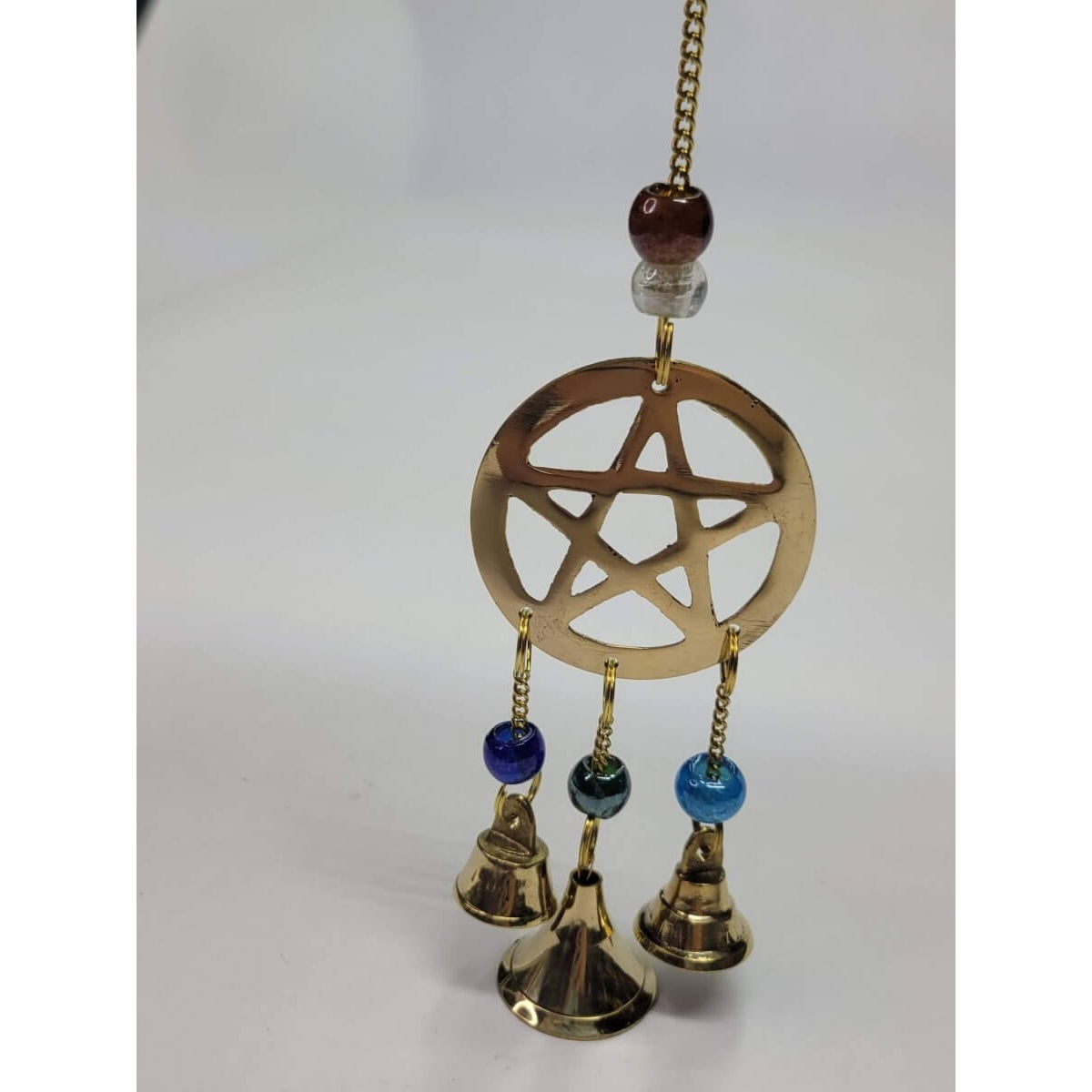 Brass Wind Chime with bells Pentacle / Witch Bells -Wind Chimes