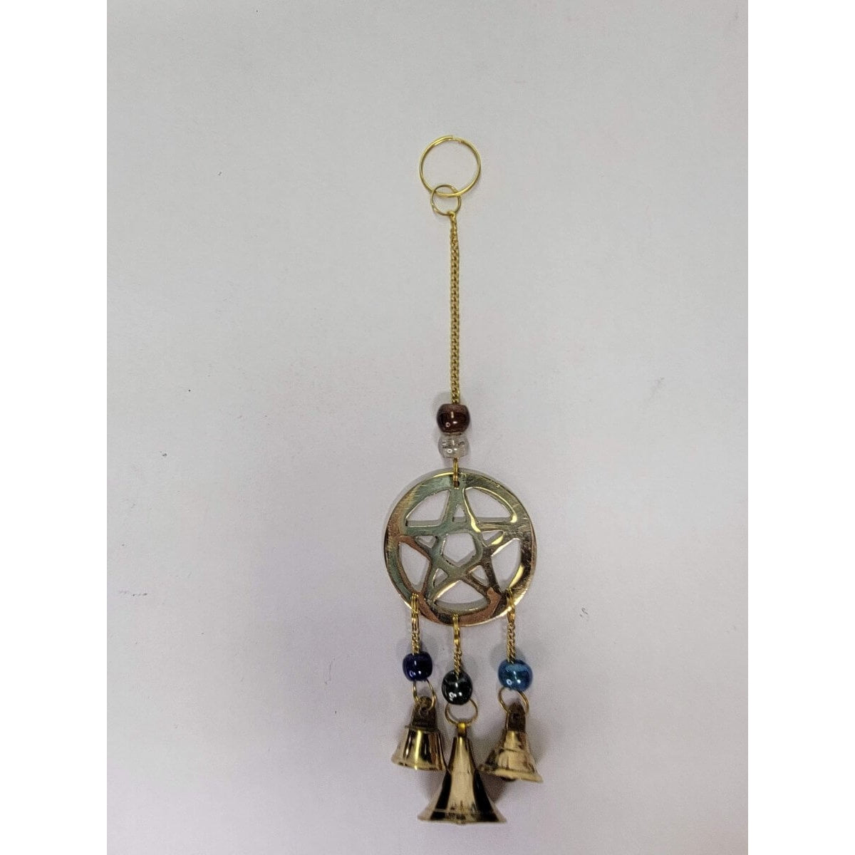 Brass Wind Chime with bells Pentacle / Witch Bells -Wind Chimes