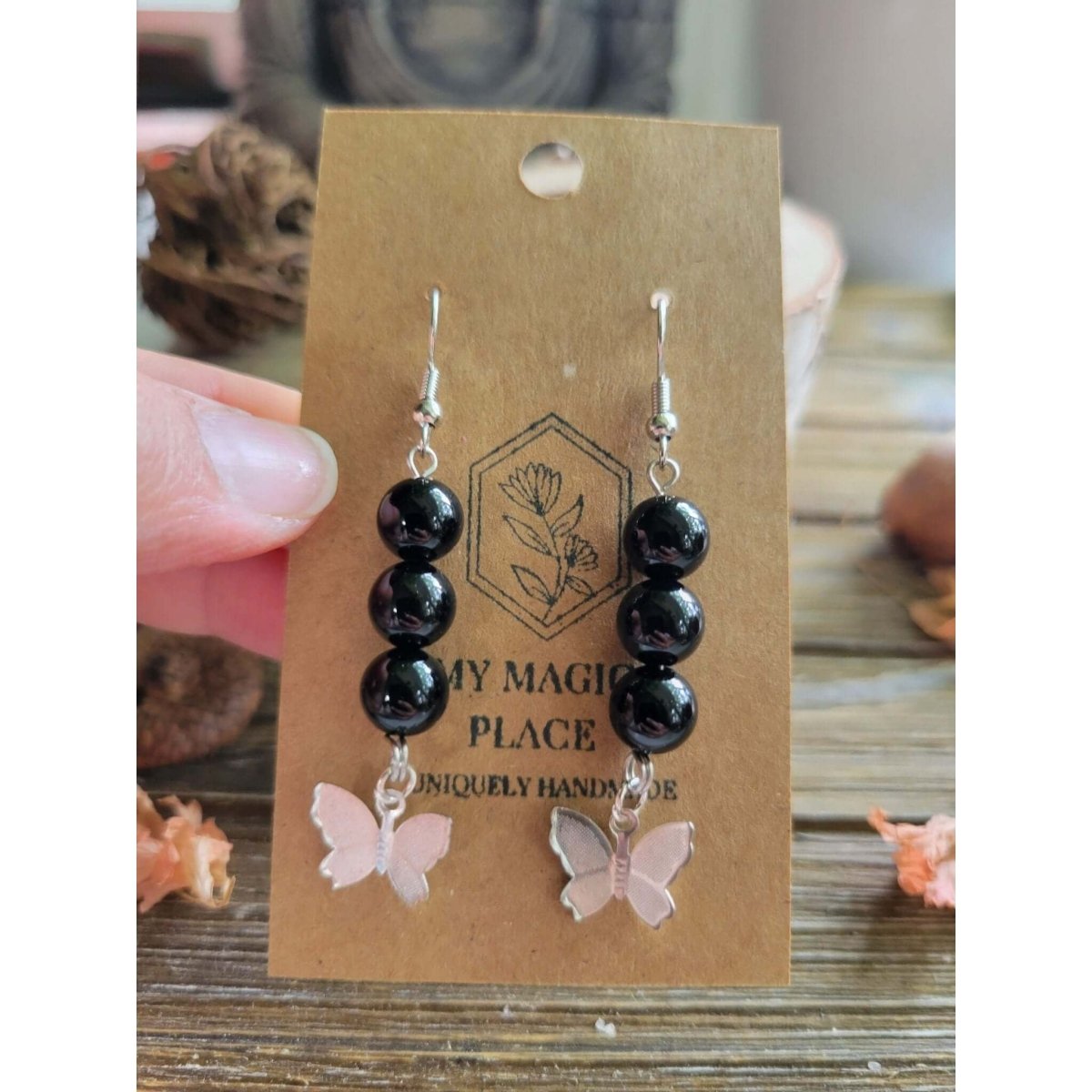 Butterfly Charms Crystal Earrings ,Stacked Stone Drop Earrings |Charm and Crystal Earrings -