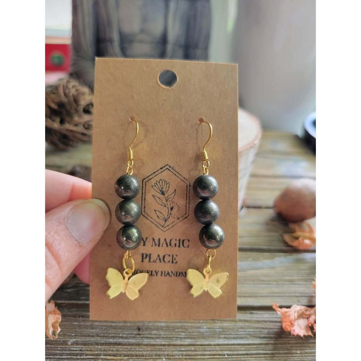 Butterfly Charms Crystal Earrings ,Stacked Stone Drop Earrings |Charm and Crystal Earrings -