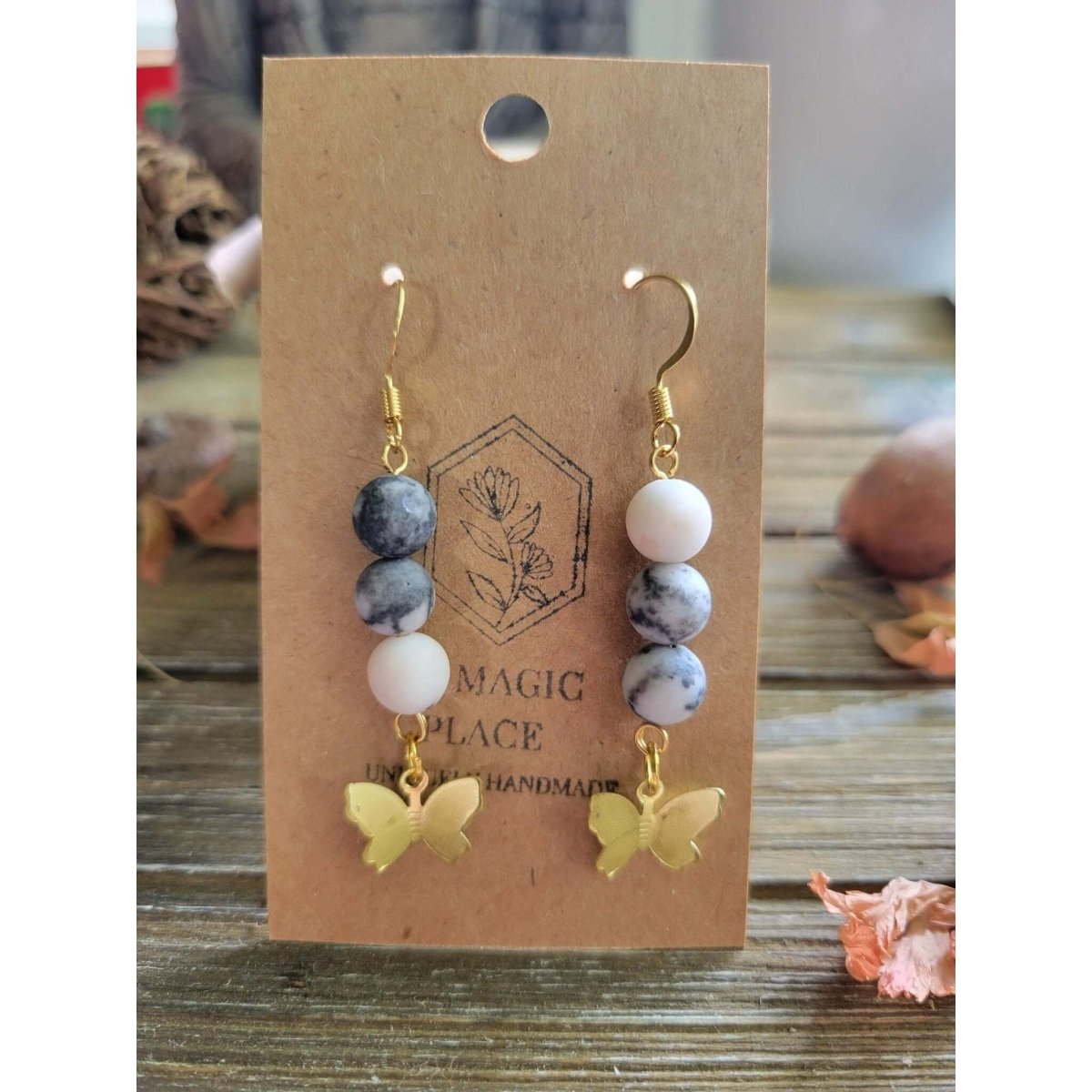 Butterfly Charms Crystal Earrings ,Stacked Stone Drop Earrings |Charm and Crystal Earrings -