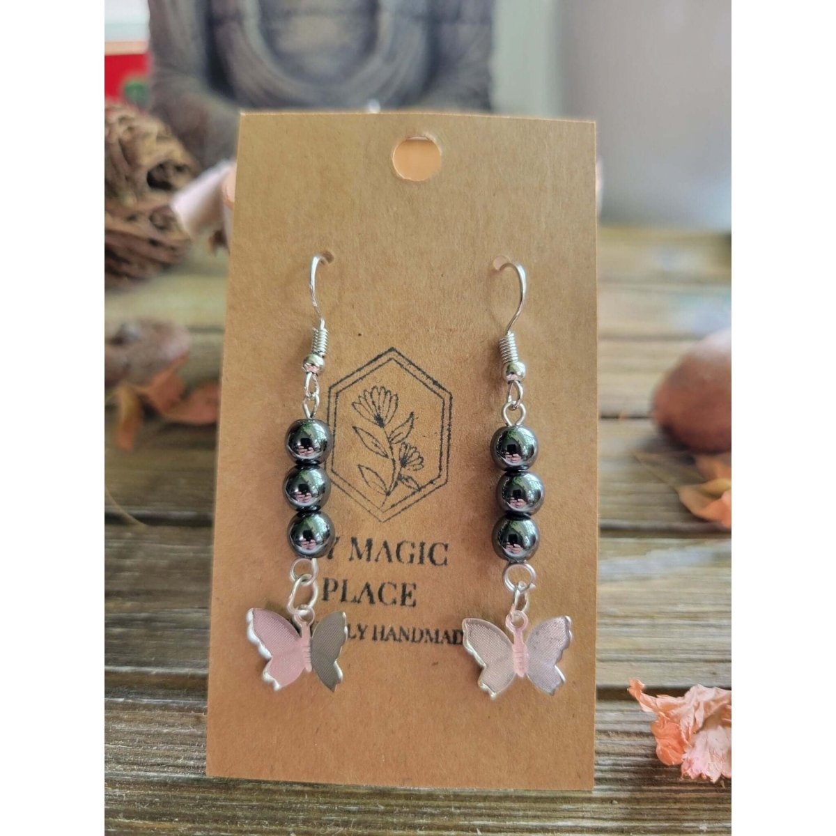 Butterfly Charms Crystal Earrings ,Stacked Stone Drop Earrings |Charm and Crystal Earrings -