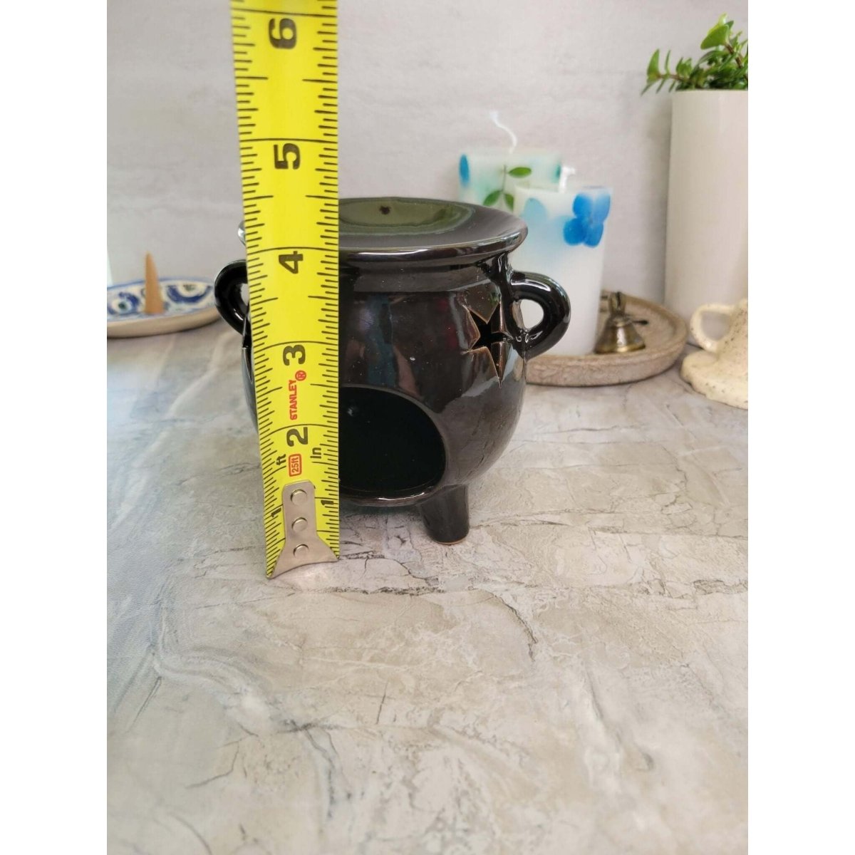 Ceramic Cauldron Oil Burner , Wax Warmer, Metaphysical Décor, Handmade Ceramic -Candle & Oil Warmers