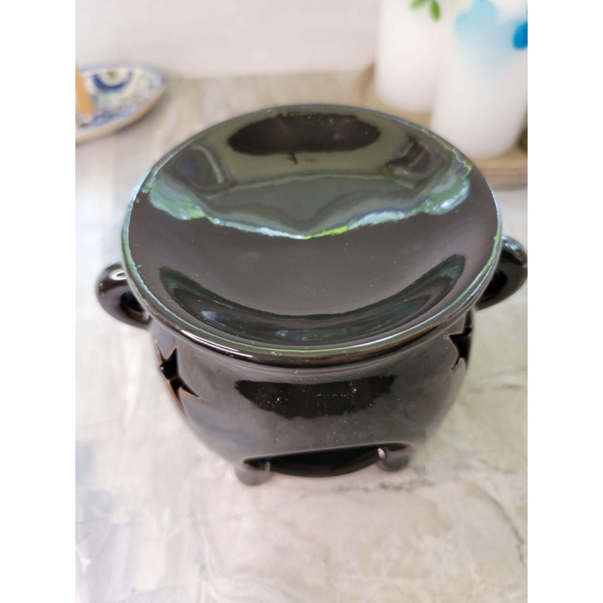 Ceramic Cauldron Oil Burner , Wax Warmer, Metaphysical Décor, Handmade Ceramic -Candle & Oil Warmers