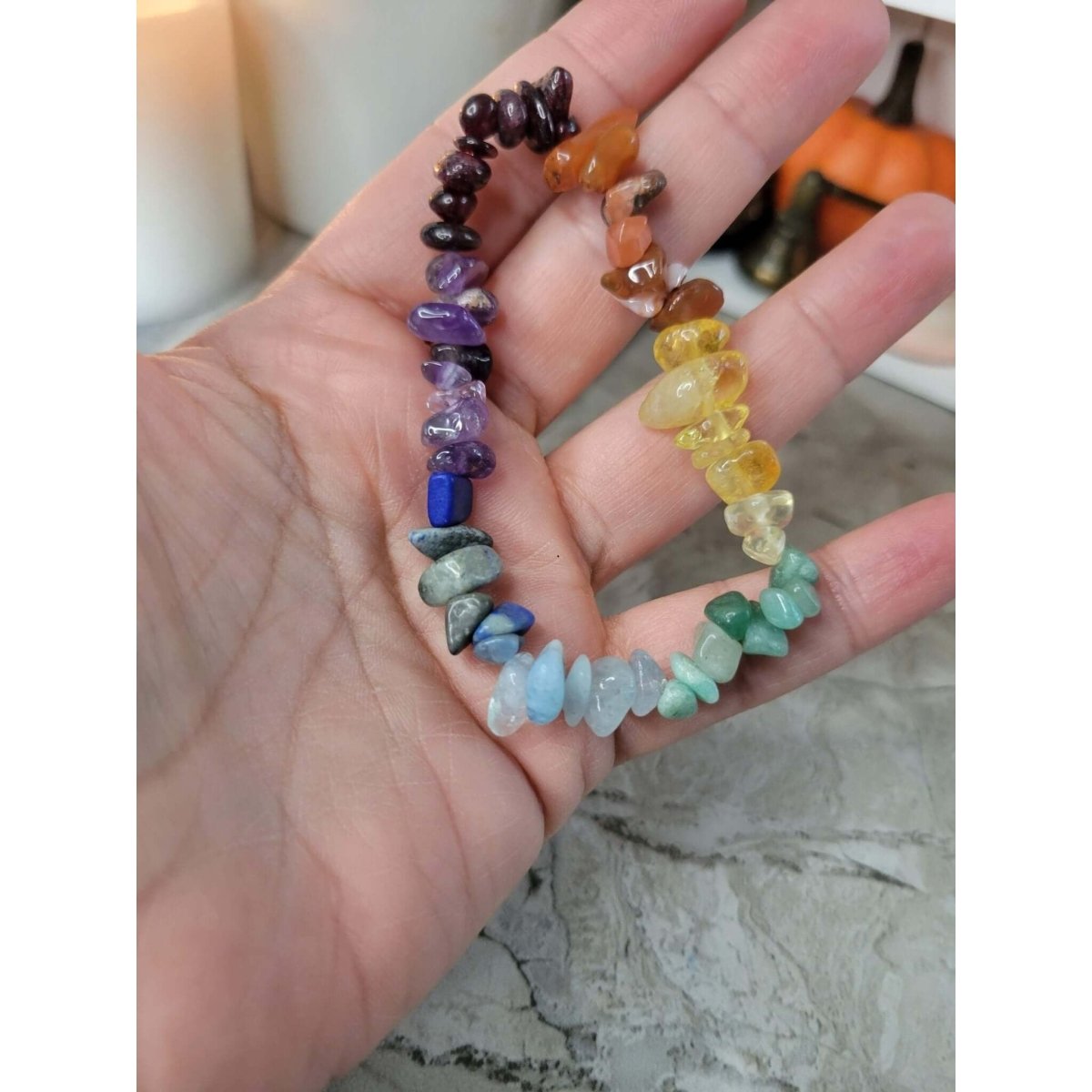 Chakra Gemstone Stretch Bracelets, with Crystal Threads, Handmade Stretch Bracelets -Bracelets