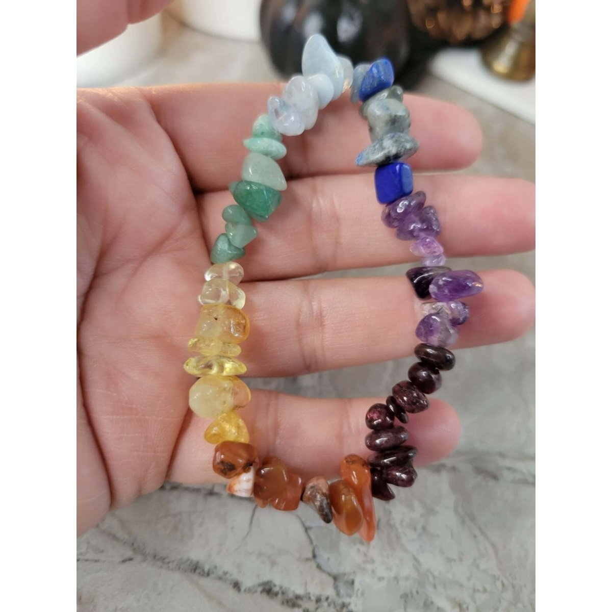 Chakra Gemstone Stretch Bracelets, with Crystal Threads, Handmade Stretch Bracelets -Bracelets