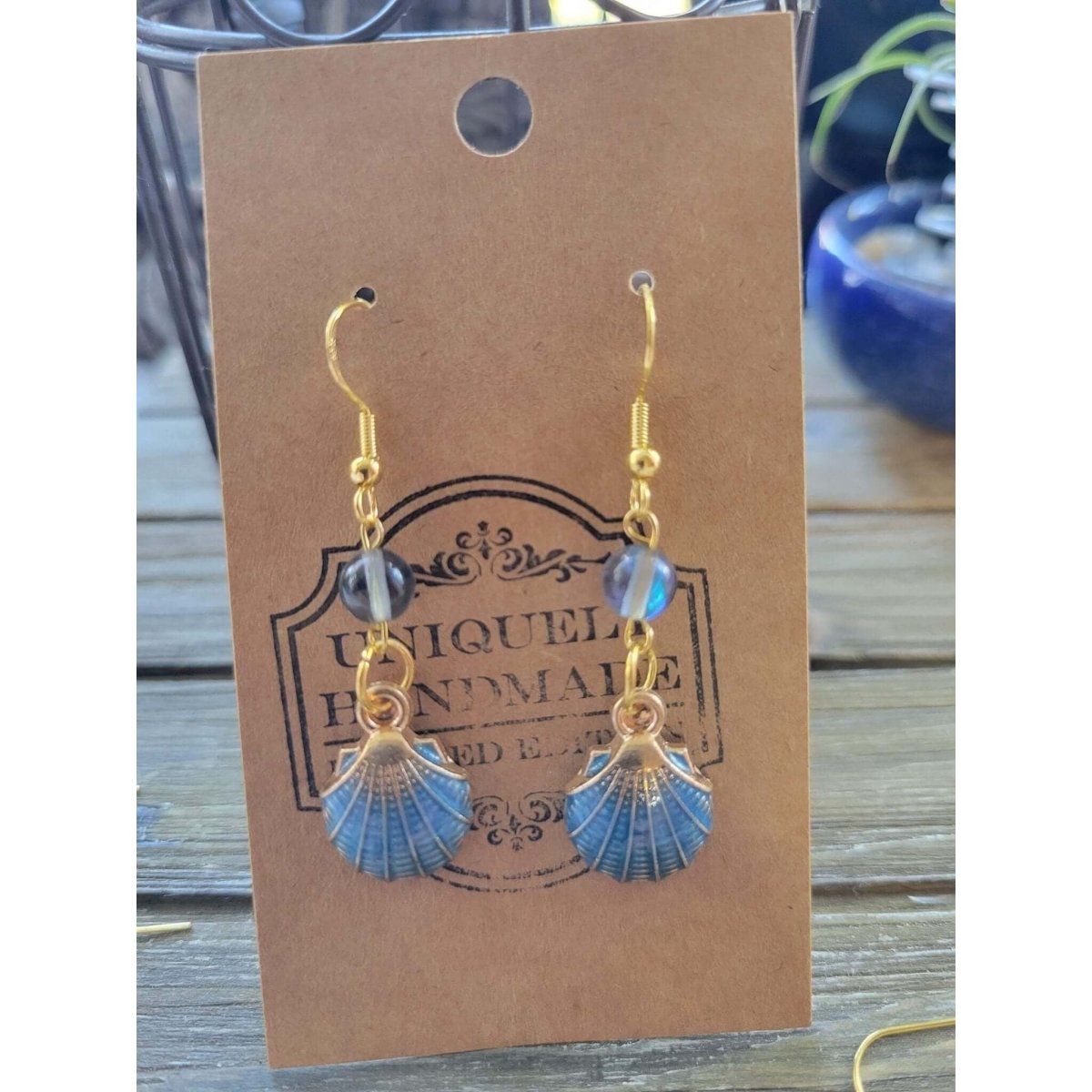 Charm and Crystal Earrings ,Witch Jewelry, Healing Crystal Energy/ Sea Witch Earrings/Aphrodite Inspired Seashell Jewelry -Earrings