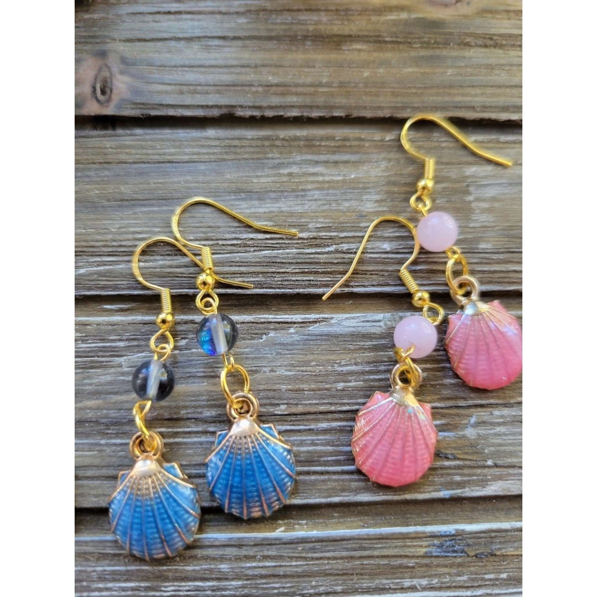 Charm and Crystal Earrings ,Witch Jewelry, Healing Crystal Energy/ Sea Witch Earrings/Aphrodite Inspired Seashell Jewelry -Earrings