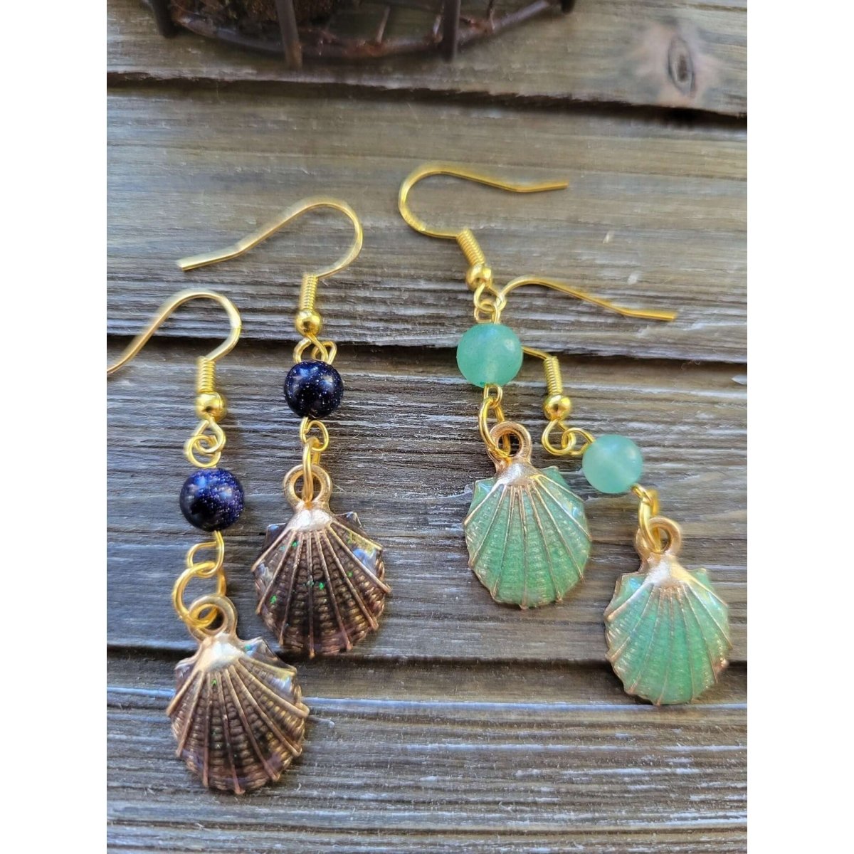 Charm and Crystal Earrings ,Witch Jewelry, Healing Crystal Energy/ Sea Witch Earrings/Aphrodite Inspired Seashell Jewelry -Earrings
