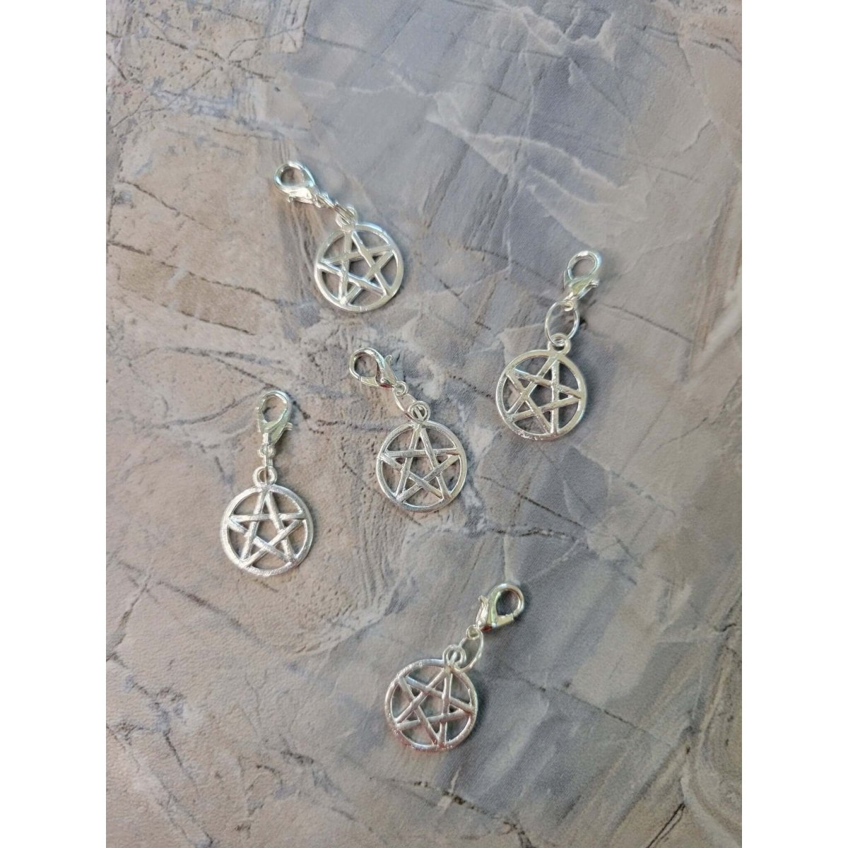 Charm Triple Moon , Pentacle, Om ,Crescent Moon with Lobster Claw Clasps 5 Pendants Set -Charms & Pendants