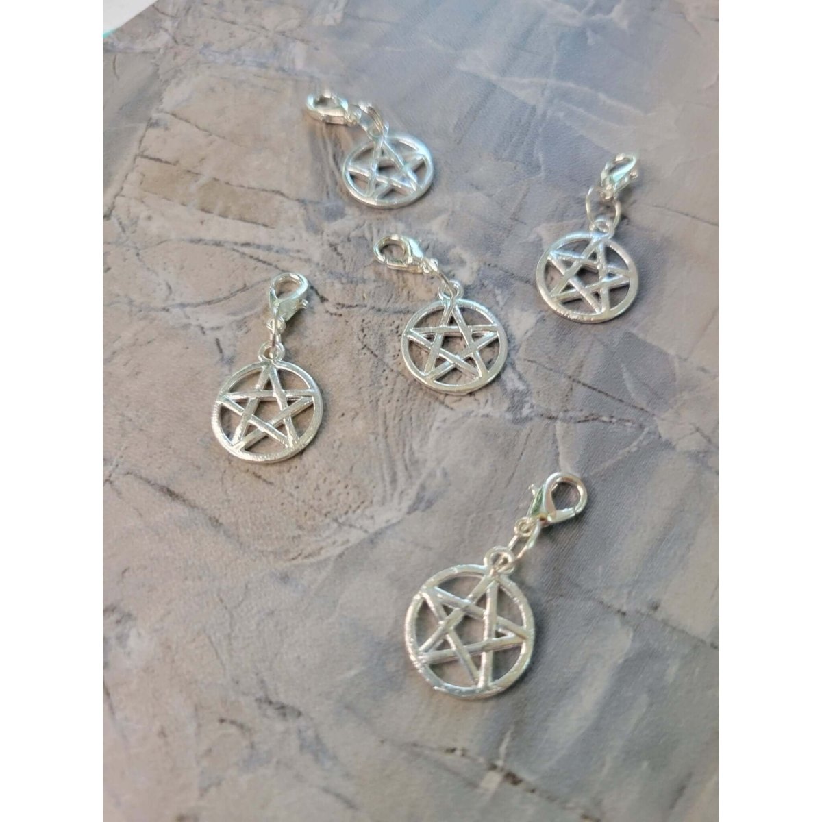 Charm Triple Moon , Pentacle, Om ,Crescent Moon with Lobster Claw Clasps 5 Pendants Set -Charms & Pendants