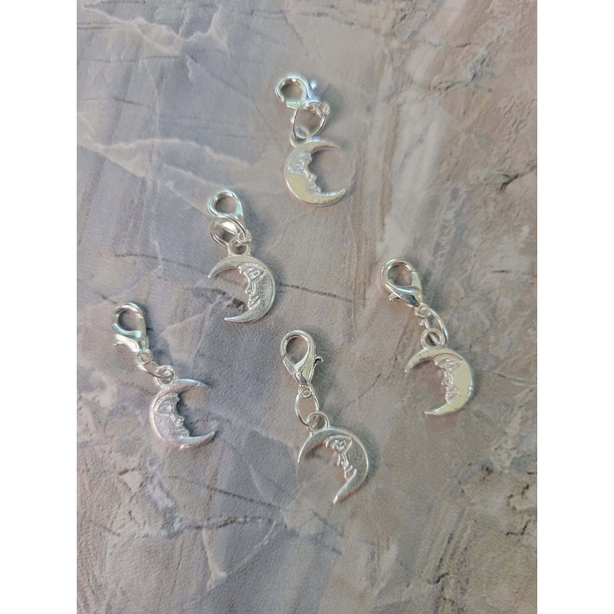 Charm Triple Moon , Pentacle, Om ,Crescent Moon with Lobster Claw Clasps 5 Pendants Set -Charms & Pendants