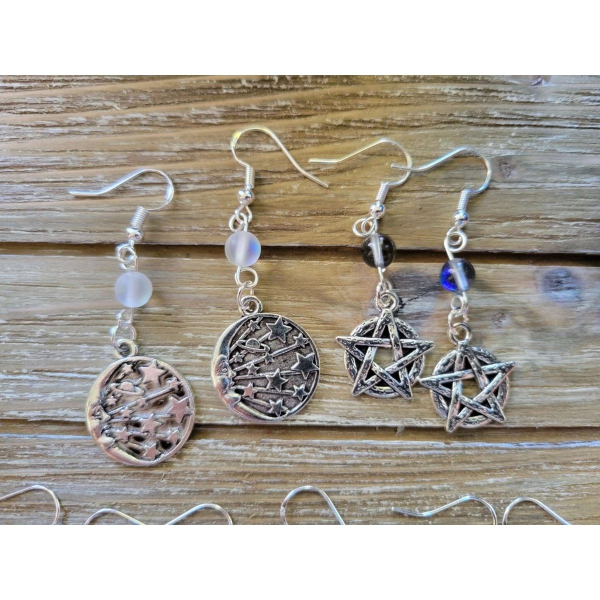 Charms Crystal Earrings ,Stacked Stone Drop Earrings |Charm and Crystal Earrings ,Witch Jewelry, Healing Crystal Energy -