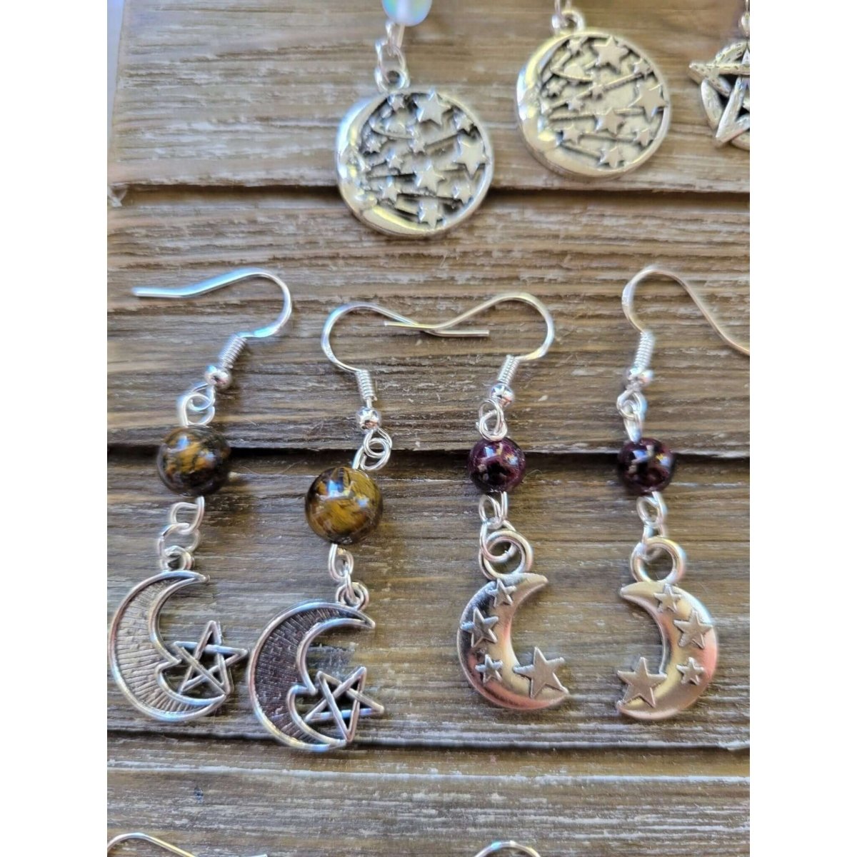 Charms Crystal Earrings ,Stacked Stone Drop Earrings |Charm and Crystal Earrings ,Witch Jewelry, Healing Crystal Energy -