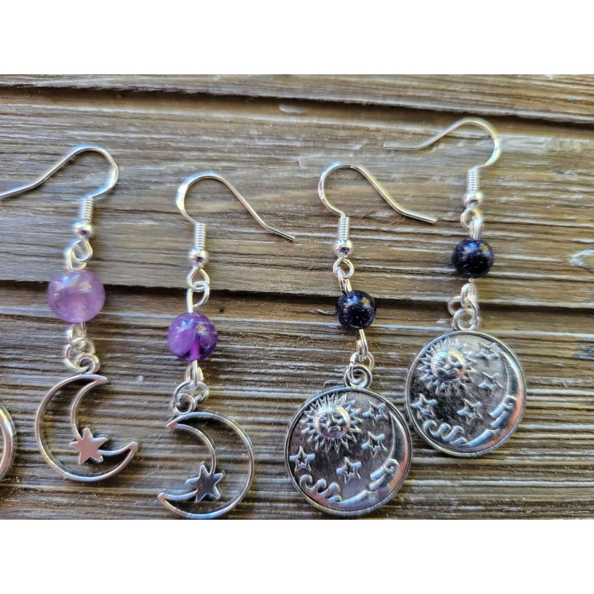 Charms Crystal Earrings ,Stacked Stone Drop Earrings |Charm and Crystal Earrings ,Witch Jewelry, Healing Crystal Energy -