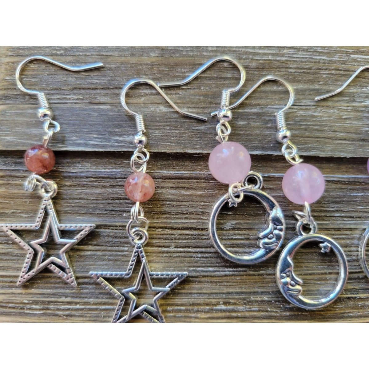 Charms Crystal Earrings ,Stacked Stone Drop Earrings |Charm and Crystal Earrings ,Witch Jewelry, Healing Crystal Energy -