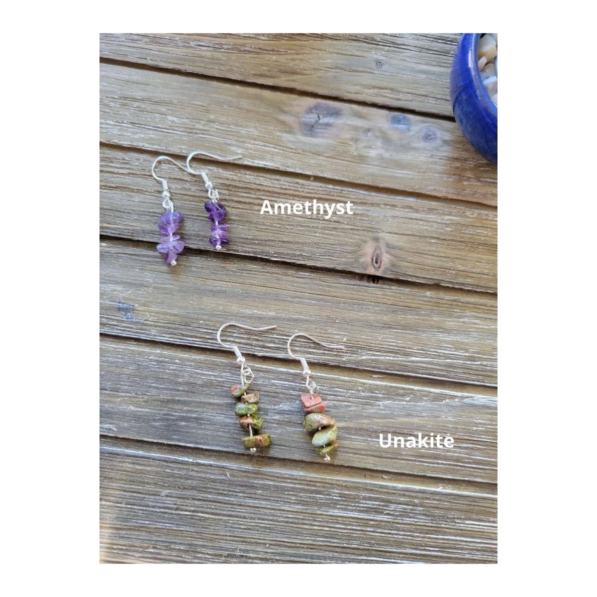 Crystal Earrings ,Stacked Stone Drop Earrings Bohemian Style Dangle Earrings , Jewelry, Healing Crystal Energy -