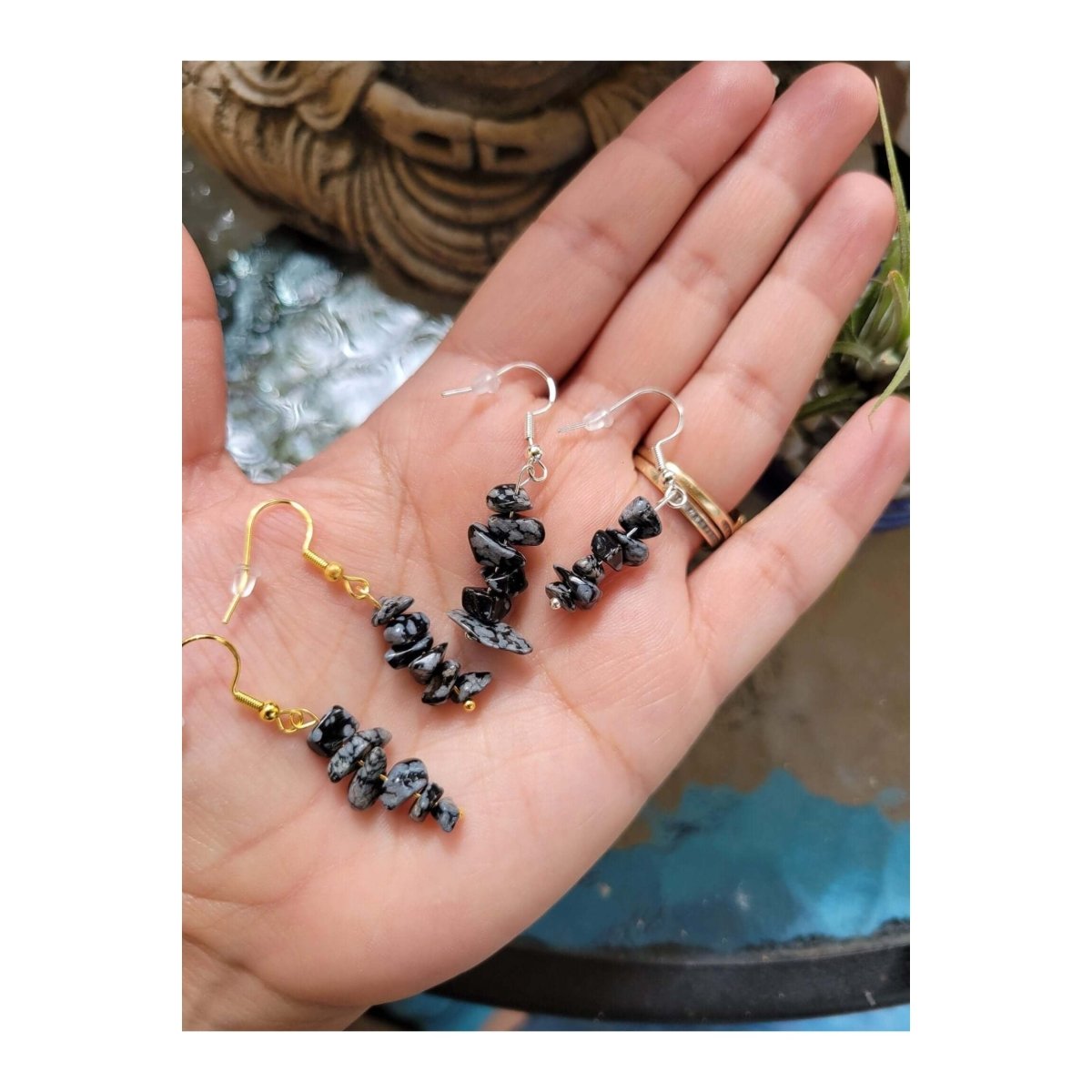 Crystal Earrings ,Stacked Stone Drop Earrings Bohemian Style Dangle Earrings , Jewelry, Healing Crystal Energy -