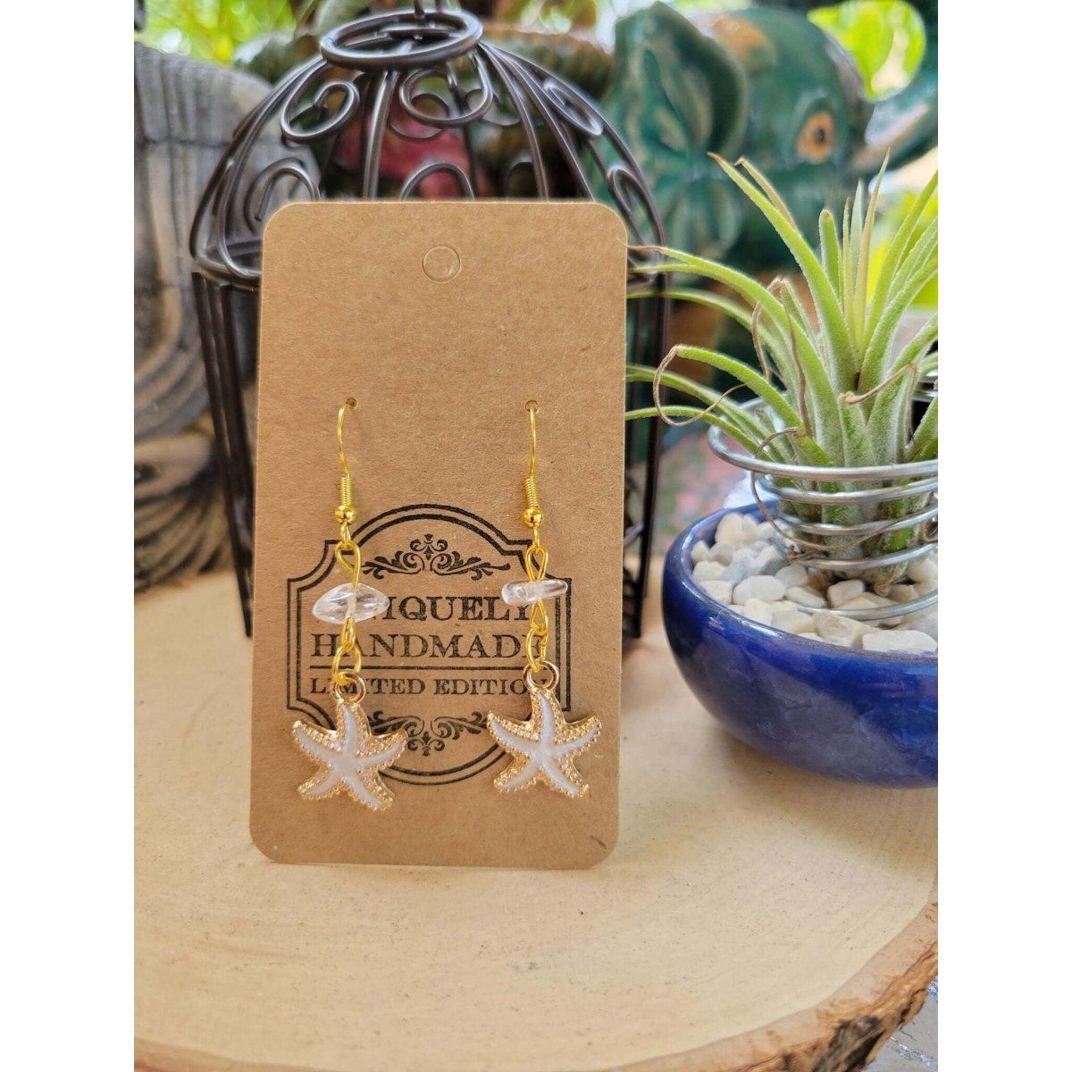 Crystal Earrings ,Stacked Stone Drop Earrings |Charm and Crystal Earrings ,Witch Jewelry, Healing Crystal Energy, star charm earrings -