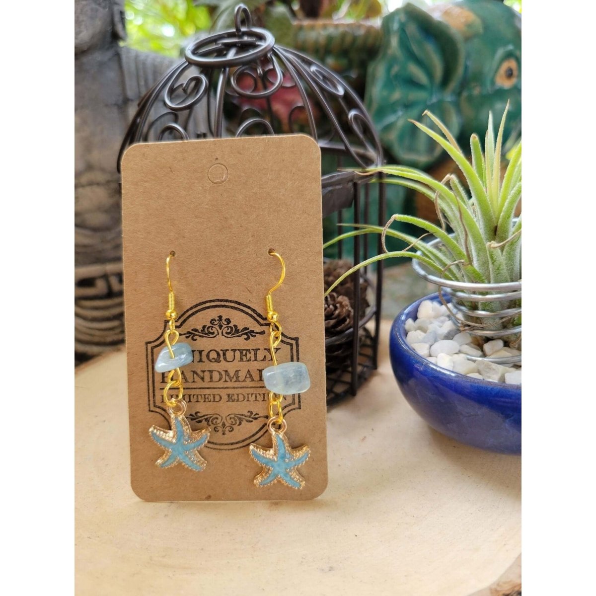 Crystal Earrings ,Stacked Stone Drop Earrings |Charm and Crystal Earrings ,Witch Jewelry, Healing Crystal Energy, star charm earrings -