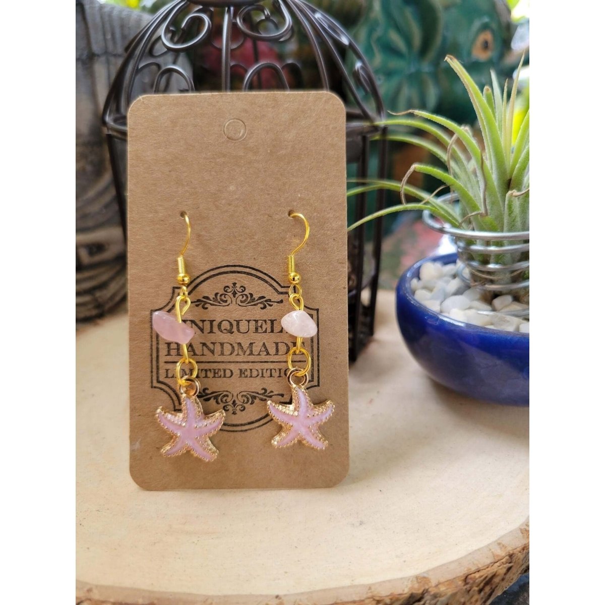 Crystal Earrings ,Stacked Stone Drop Earrings |Charm and Crystal Earrings ,Witch Jewelry, Healing Crystal Energy, star charm earrings -