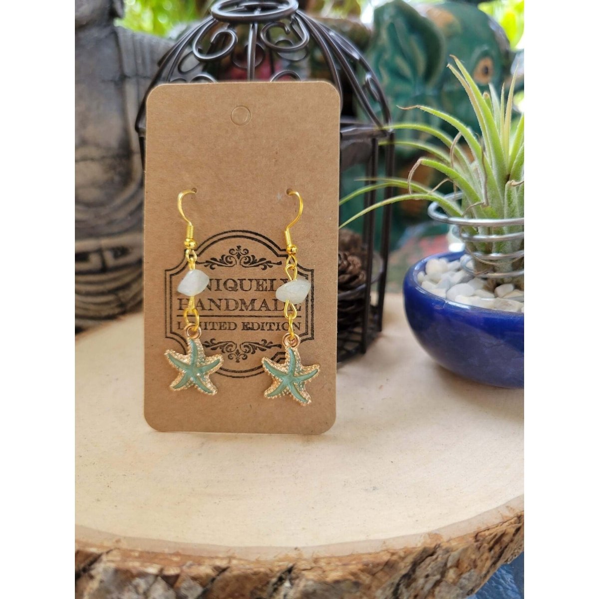 Crystal Earrings ,Stacked Stone Drop Earrings |Charm and Crystal Earrings ,Witch Jewelry, Healing Crystal Energy, star charm earrings -