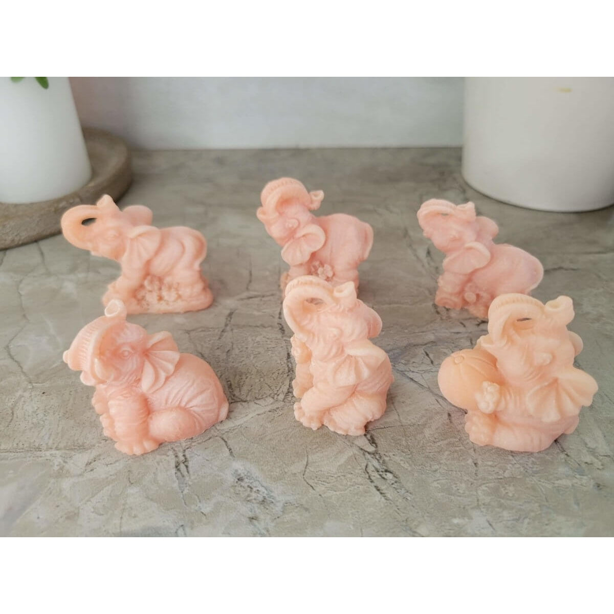 Elephant Mini Statues ,Beautiful Gift Set (Set of 6 Figurines), Mini Elephants -
