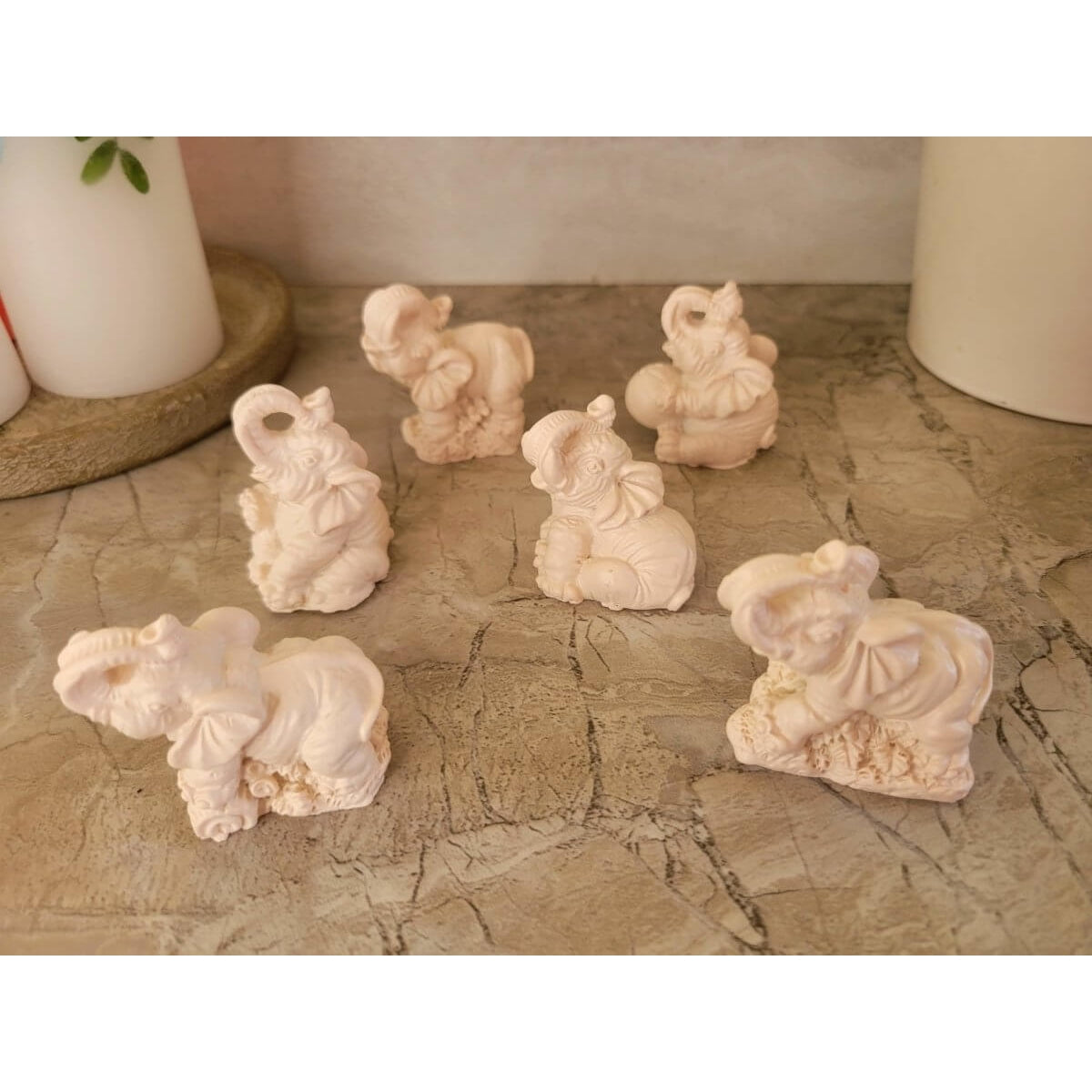 Elephant Mini Statues ,Beautiful Gift Set (Set of 6 Figurines), Mini Elephants -