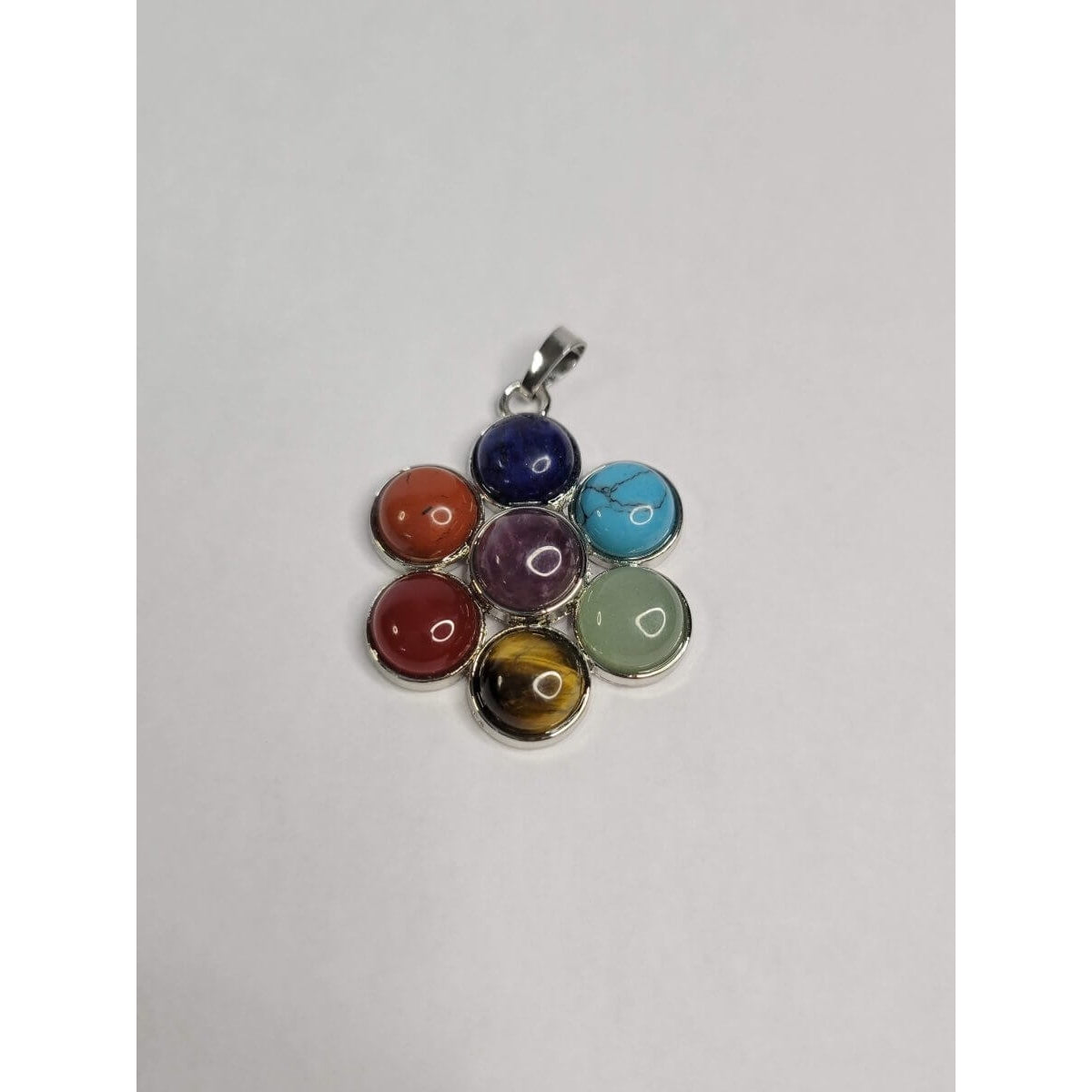 Flower Brass Gemstone Pendants, Chakra Jewelry -