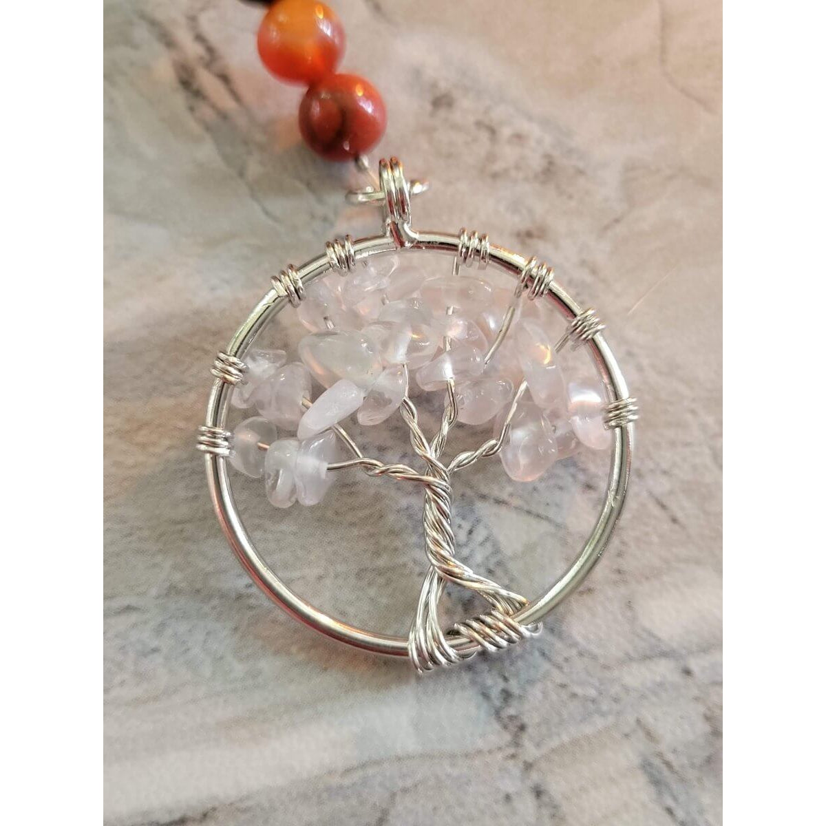 Gemstone and Natural Quartz Crystal Chakra Keychain -