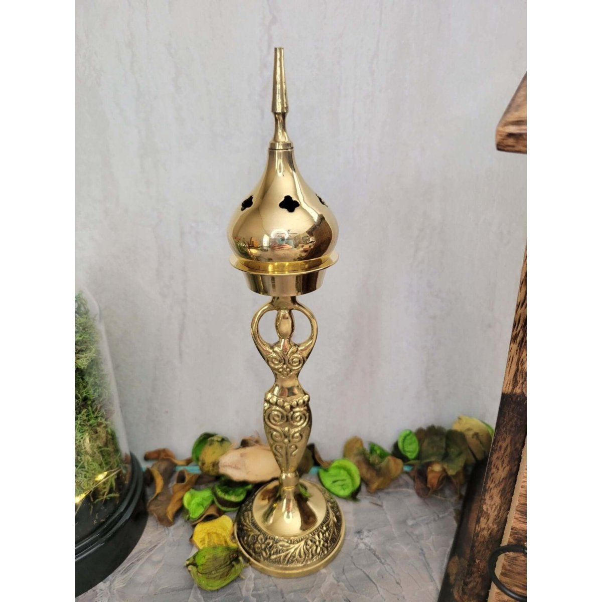 Goddess Brass cone Burner /ALTAR GODDESS STATUE -Incense Holders