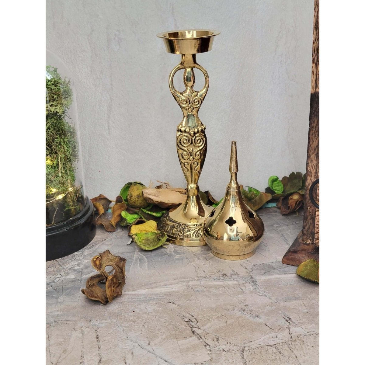 Goddess Brass cone Burner /ALTAR GODDESS STATUE -Incense Holders
