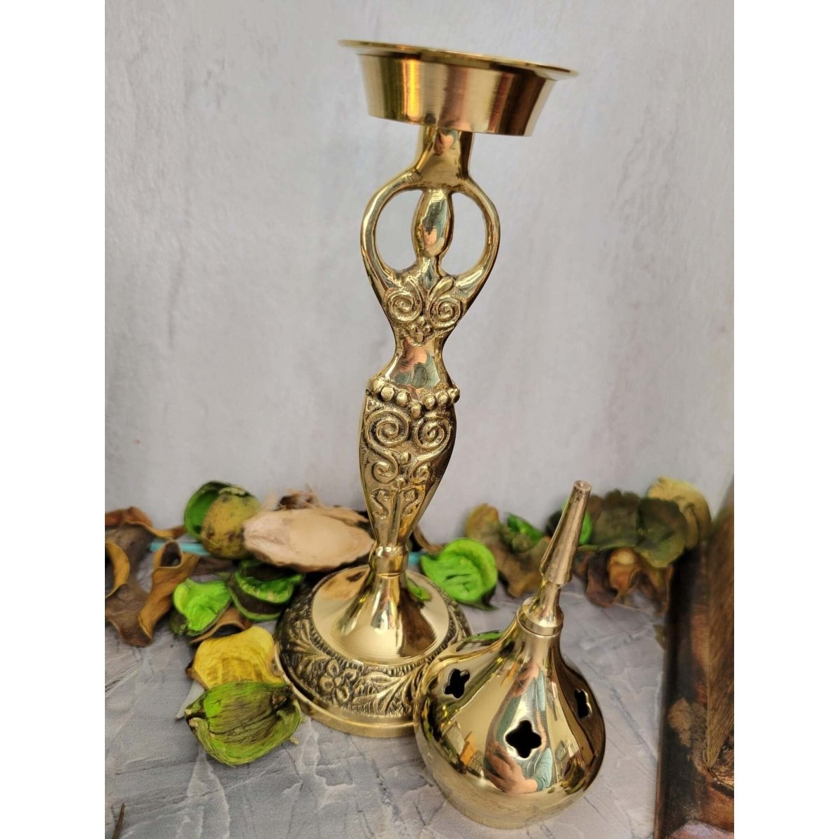 Goddess Brass cone Burner /ALTAR GODDESS STATUE -Incense Holders