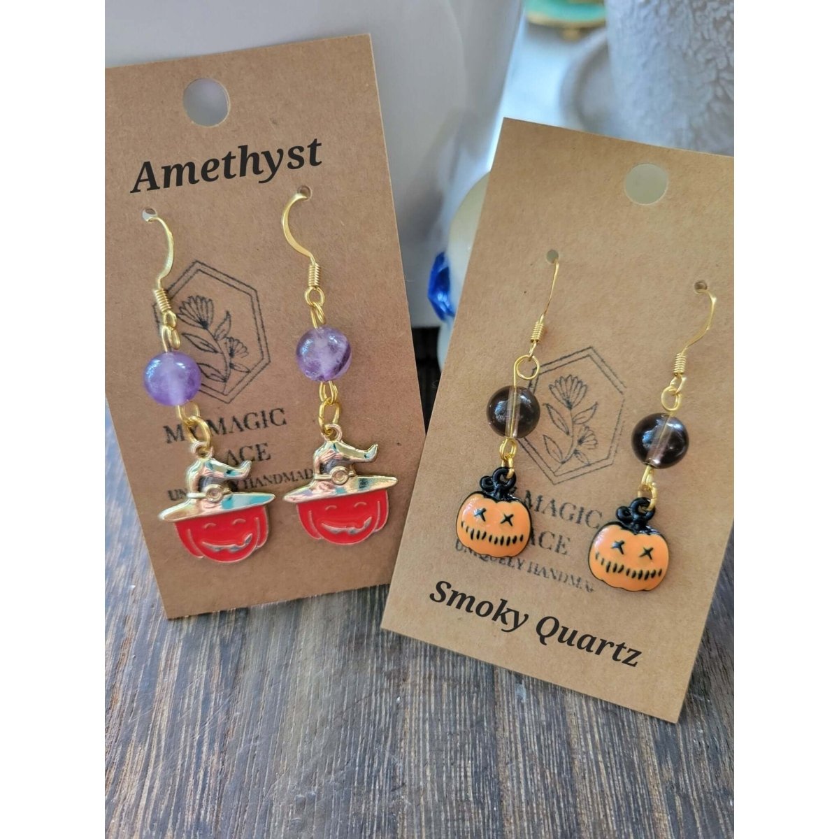 Halloween Crystal beads Earrings, Witchy Crystal Jewelry -Earrings