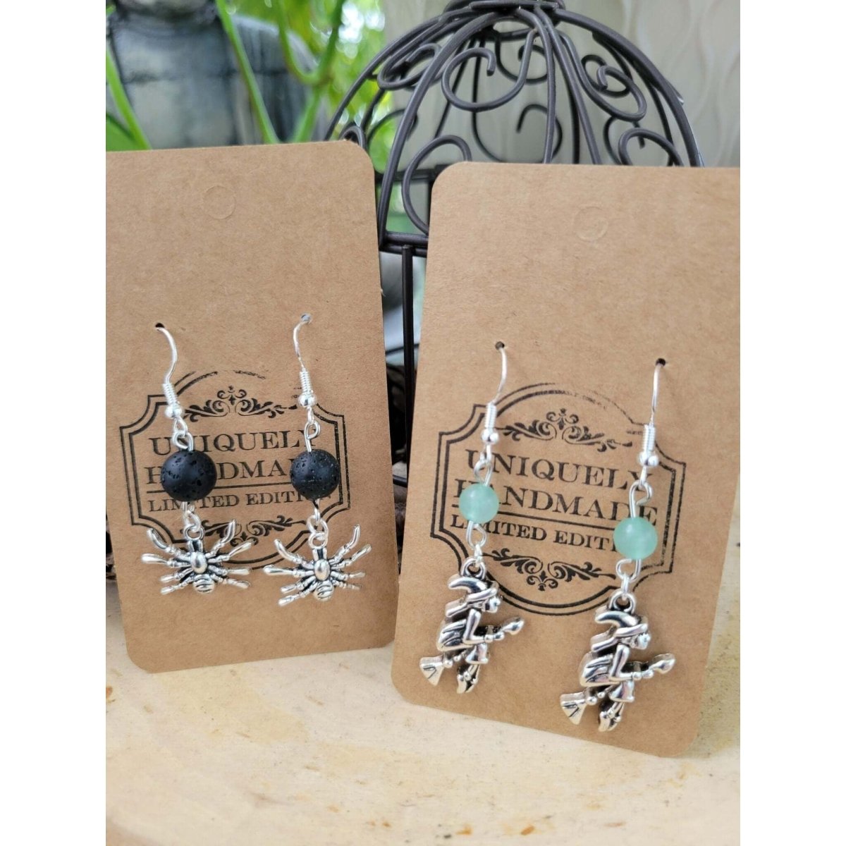 Halloween Crystal Earrings/ Witch Earrings/ Gemstones Earrings -