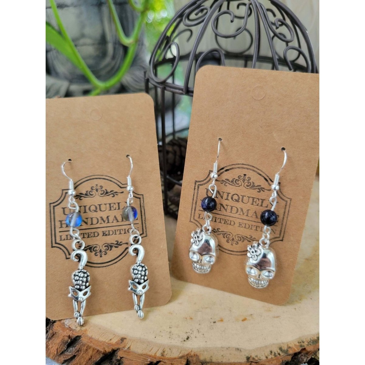Halloween Crystal Earrings/ Witch Earrings/ Gemstones Earrings -