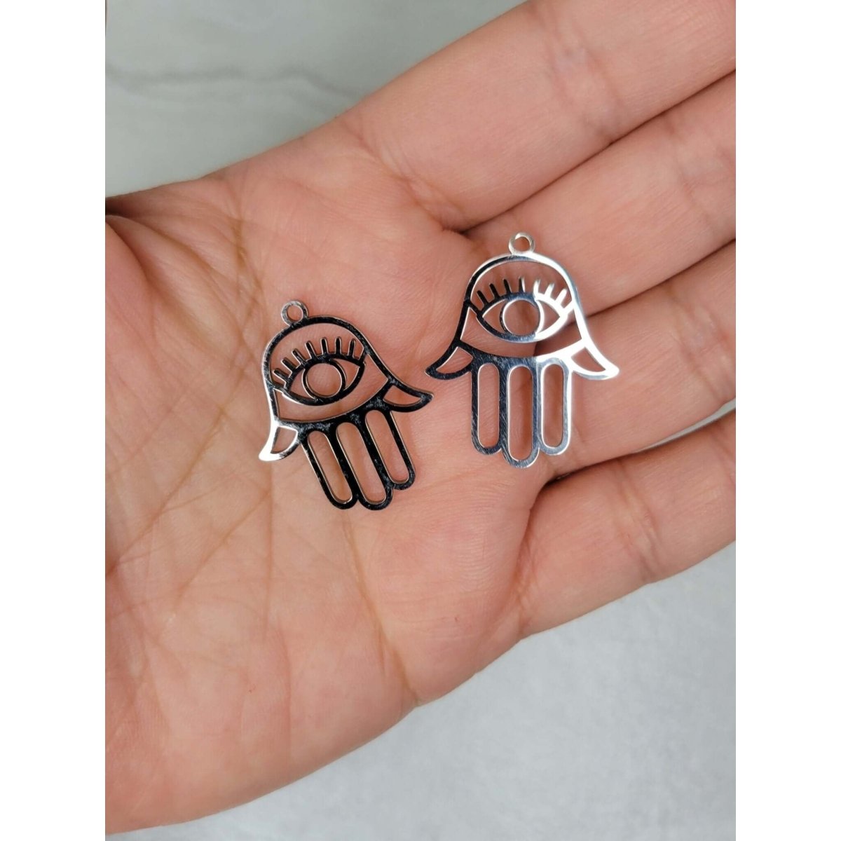 Hamsa Hand Charm , Evil Eye Charm, Jewelry Making, Stainless Steel -Charms & Pendants