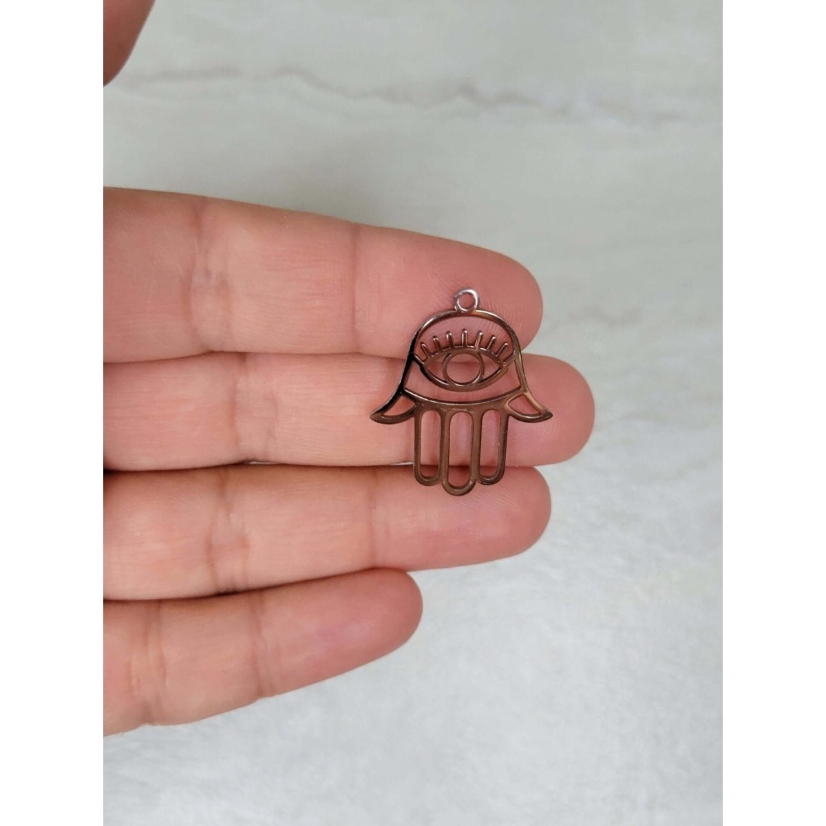 Hamsa Hand Charm , Evil Eye Charm, Jewelry Making, Stainless Steel -Charms & Pendants