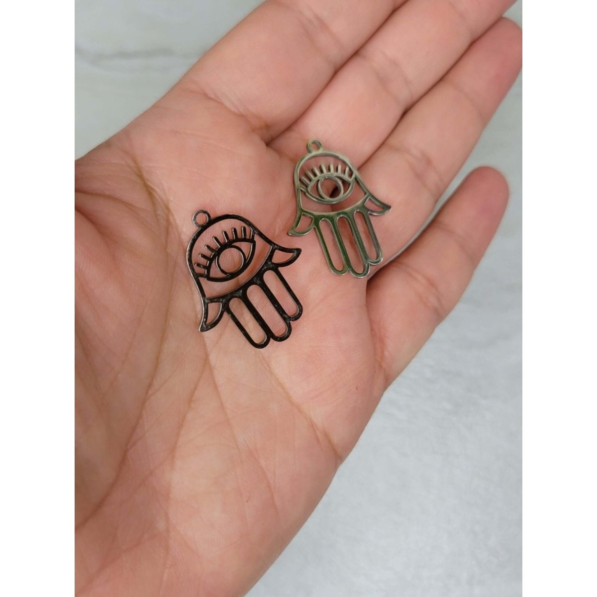 Hamsa Hand Charm , Evil Eye Charm, Jewelry Making, Stainless Steel -Charms & Pendants
