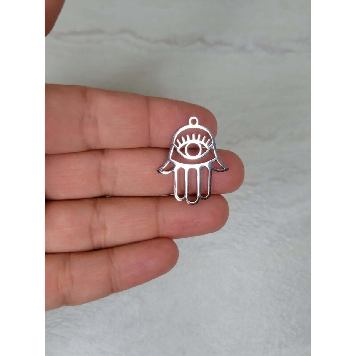 Hamsa Hand Charm , Evil Eye Charm, Jewelry Making, Stainless Steel -Charms & Pendants
