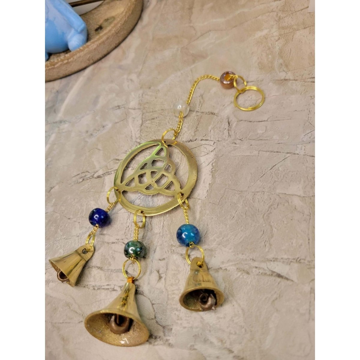 Handmade Brass Wind Chime with bells Triquetra Witch Bells -Wind Chimes